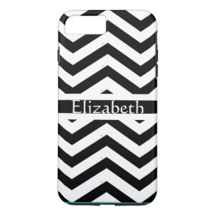 Coque iPhone 7 Plus Chevron Black & White Personnalisé Avec Nom