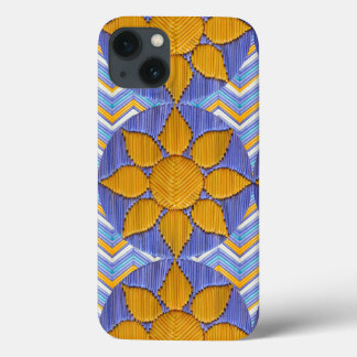 iPhone 13 Coque Chevron bleu de Tri Sunflower