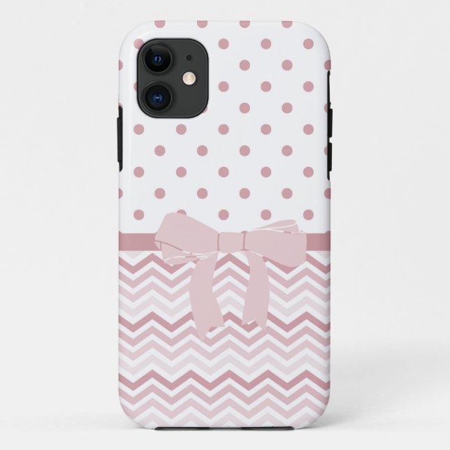 Coques Case-Mate iPhone Chevron et points roses (Dos)