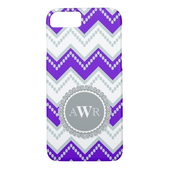 Coques Case-Mate iPhone Chevron moderne Zig Zag Monogramme Bande Ovale (Dos)