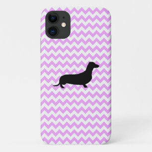 Case-Mate iPhone Case Chevron Rose Avec Silhouette Dachshund