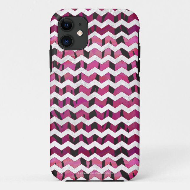 Coques Case-Mate iPhone Chevron Tiger rose chaud et noir (Dos)