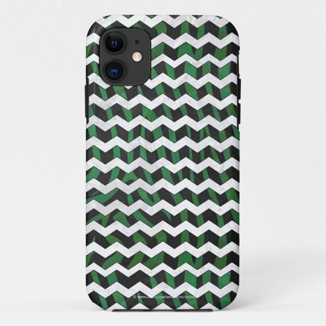 Coques Case-Mate iPhone Chevron Zebra noir et vert (Dos)