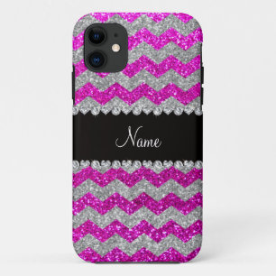 Etui iPhone Case-Mate Chevrons argentés roses au néon nommés faits su