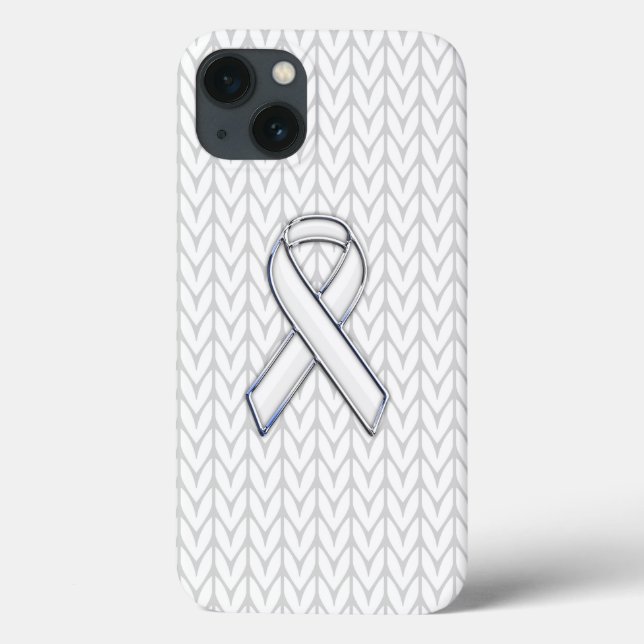 Coques Case-Mate iPhone Chevrons blancs Knit Ribbon Sensibilisation Imprim (Verso)