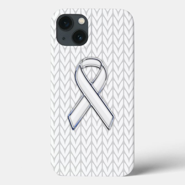 Coques Case-Mate iPhone Chevrons blancs Knit Ribbon Sensibilisation Imprim (Verso)