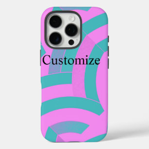 Coques iPhone 16 Pro chevrons chic rose/vert moderne