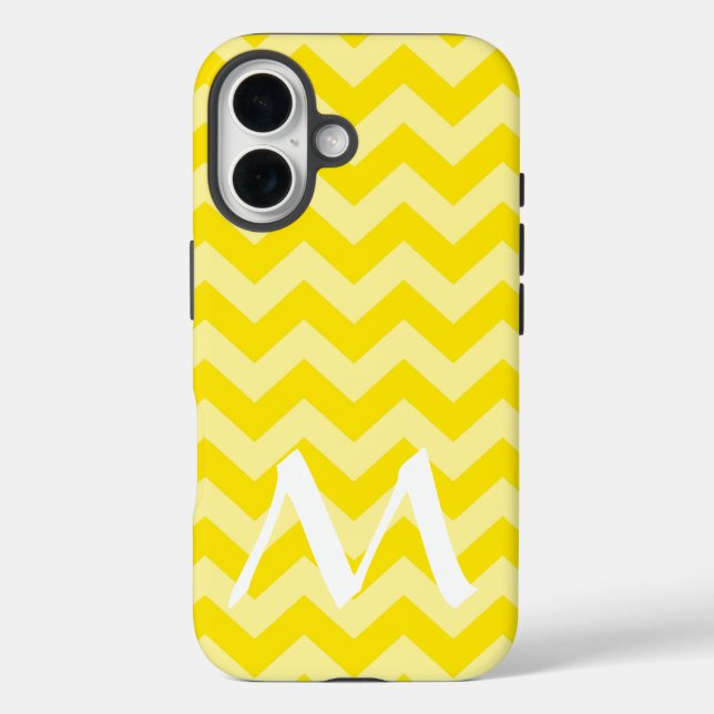 Coques Case-Mate iPhone Chevrons d'humeur jaune or marocain avec Monogramm (Verso)