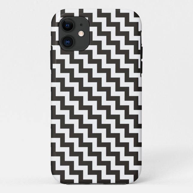 Coques Case-Mate iPhone Chevrons diagonaux noirs et blancs (Dos)