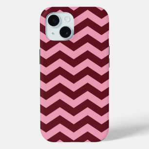 Coque Pour iPhone 15 Chevrons d'orchidées congelées de Bourgogne