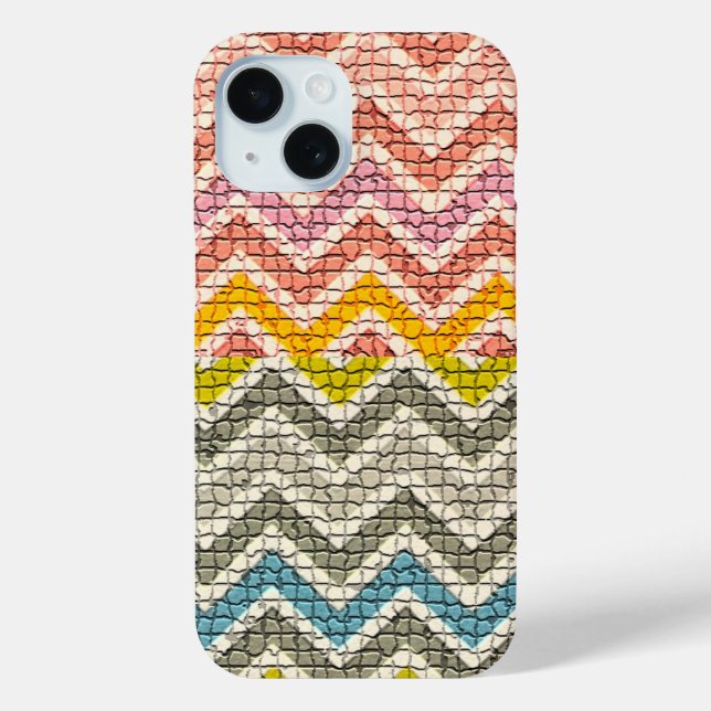 COQUES Case-Mate iPhone CHEVRONS MOSAÏQUES BLANCS ROSE JAUNES BLEUS (Verso)