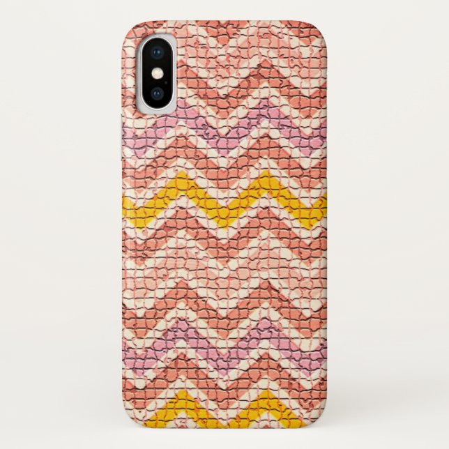 COQUES Case-Mate iPhone CHEVRONS MOSAÏQUES JAUNES ROSE BLANC (Dos)