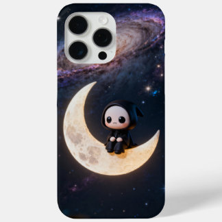 Coque iPhone 15 Pro Max chibi grim reaper sitting on a crescent moon