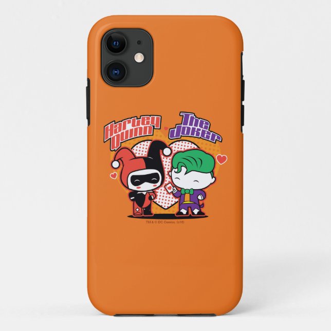 Coques Case-Mate iPhone Chibi Harley Quinn & Chibi Joker Coeurs (Dos)