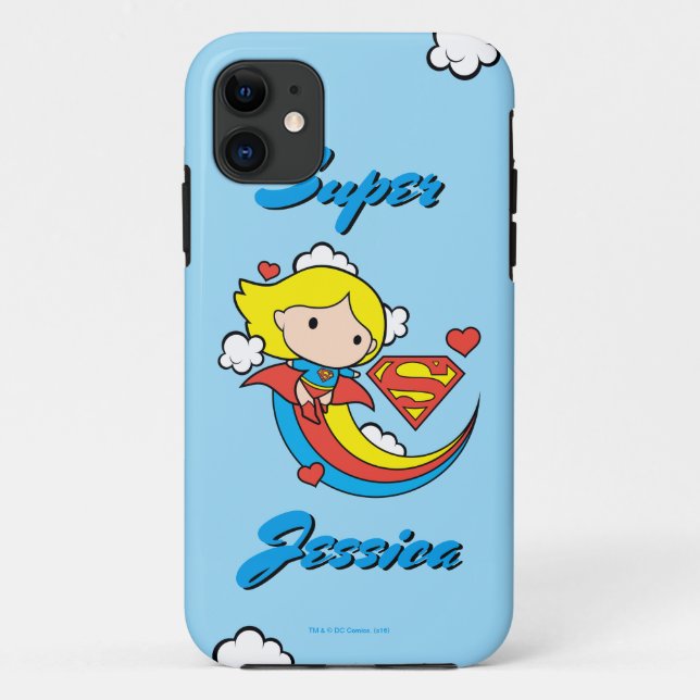 Coques Case-Mate iPhone Chibi Supergirl volant arc-en-ciel (Dos)