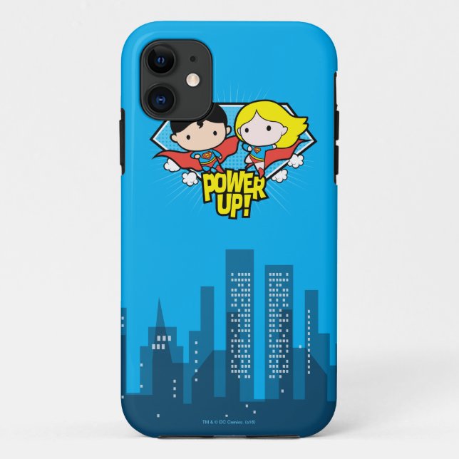 Coques Case-Mate iPhone Chibi Superman & Chibi Supergirl Power Up! (Dos)
