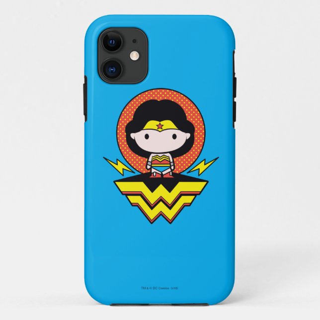 Coques Case-Mate iPhone Chibi Wonder Woman avec Pois et logo (Dos)