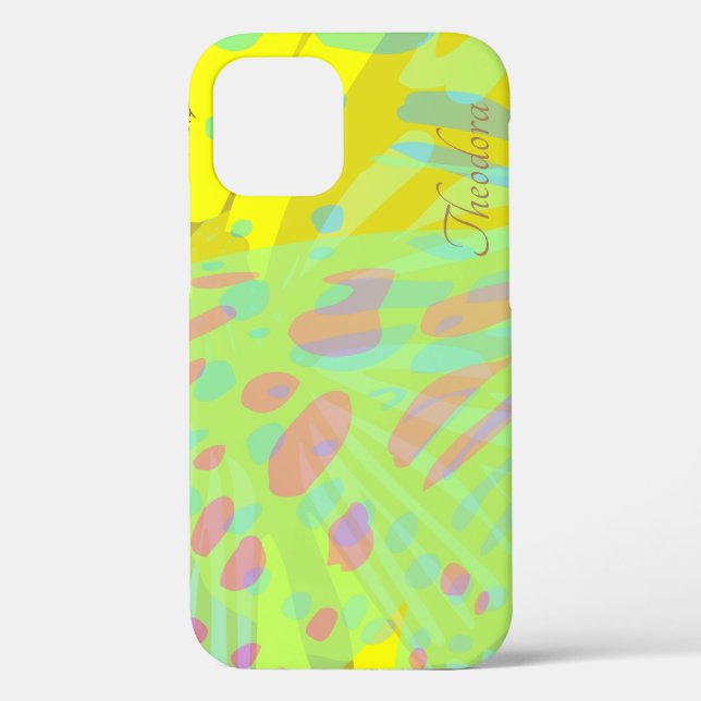 Coques Case-Mate iPhone Chic Abstrait Papillon Or Violet Jaune (Verso)