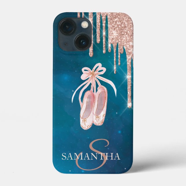 Coques Case-Mate iPhone Chic Ballet Shoes Rose Gold Glitter Drips (Verso)