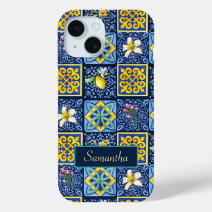 Coque Pour iPhone 15 Chic Bleu turquoise Sicilien agrumes méditerranéen