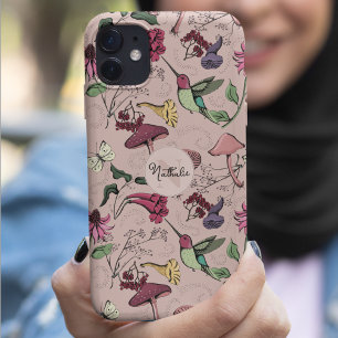 Case-Mate iPhone Case Chic Blush rose Hummingbird Garden Monogramme