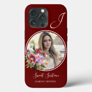 Case-Mate iPhone Case Chic Bourgogne Floral Thème Photo Monogramme