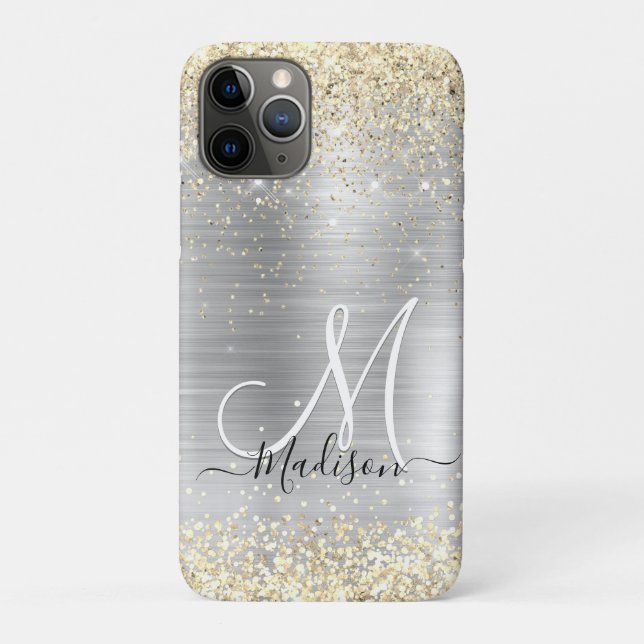 Coques Case-Mate iPhone Chic brossé métal or fausse parties scintillant (Dos)