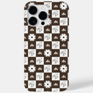 Coque Pour Pour iPhone 14 Pro Max Chic Brown et blanc À damiers Motif