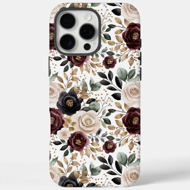 Coques Case-Mate iPhone Chic Burgundy Crème Floral   (Verso)
