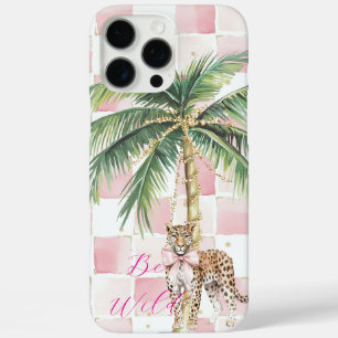 Coques iPhone 16 Pro Max Chic Carré Gold Palm Tree Leopard