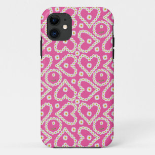 Coque iPhone 11 Chic Chaînes de marguerite en forme de coeur, Coqu