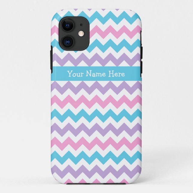Coques Case-Mate iPhone Chic Chevrons rose, turquoise, mauve et blanc (Dos)
