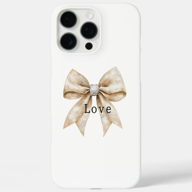 Coques Case-Mate iPhone Chic Crème Argent Glam Bow Love (Verso)