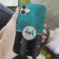 Chic faux Parties scintillant argent Turquoise noi