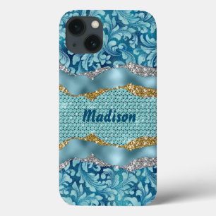 Case-Mate iPhone Case Chic floral glittery or Turquoise turquoise monogr