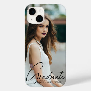 Coque Pour iPhone 14 Chic Graduate Photo Black Script Graduation