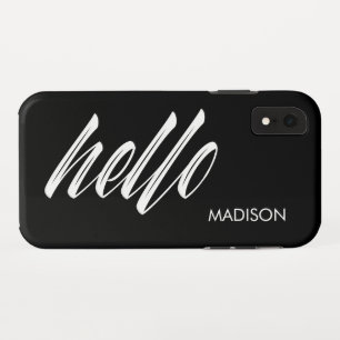 Case-Mate iPhone Case Chic Hello Script et votre nom Noir Blanc
