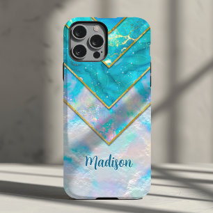 Coque Pour iPhone 15 Chic holographique féminin stylé bleu