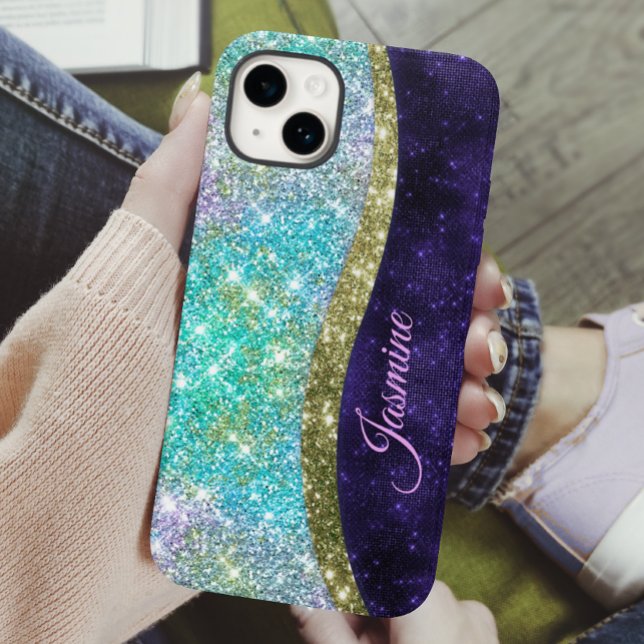 Coques Case-Mate iPhone Chic irisé violet bleu faux parties scintillant mo (Créateur téléchargé)