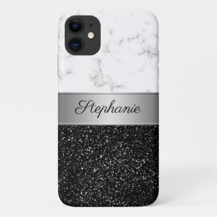Case-Mate iPhone Case Chic Marbre Argent Parties scintillant noire Ajout