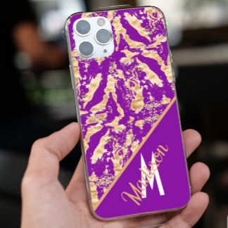 Case-Mate iPhone Case Chic Marbre or violet Nom monogramme personnalisé
