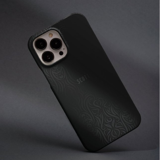 Coques Case-Mate iPhone Chic moderne gris noir Masculine Nom personnalisé (Chic Modern Black Grey Masculin Name Custom Case-Mate iPhone Case)