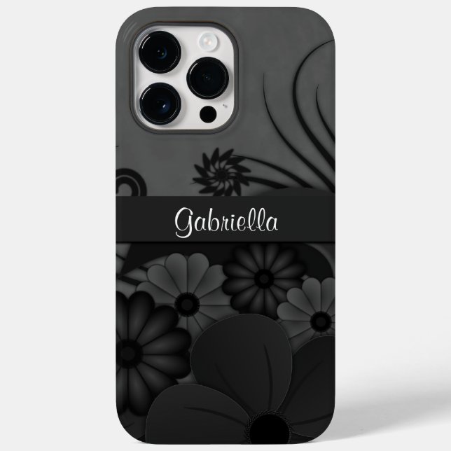 Coques Case-Mate iPhone Chic moderne tendance Hibiscus noir Floral gothiqu (Verso)