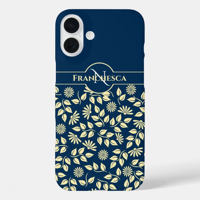 Coques Case-Mate iPhone Chic Monogramme Nom personnalisé Feuilles Faisceau (Verso)