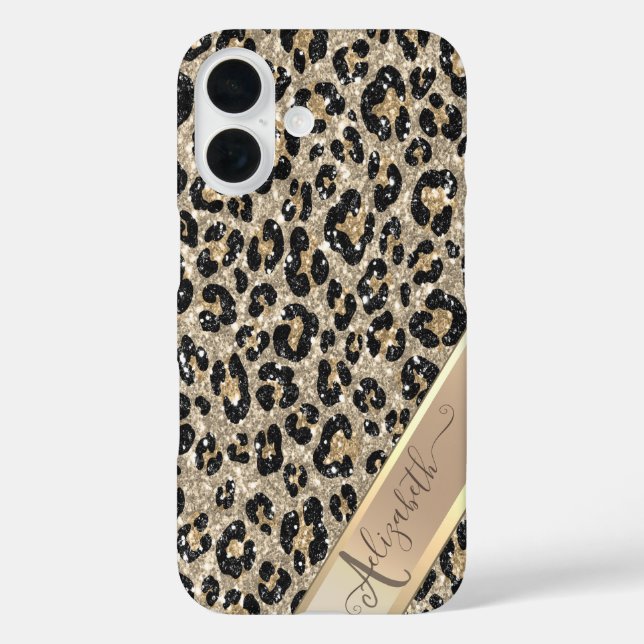 Coques Case-Mate iPhone Chic motif léopard pailleté Monogramme      (Verso)