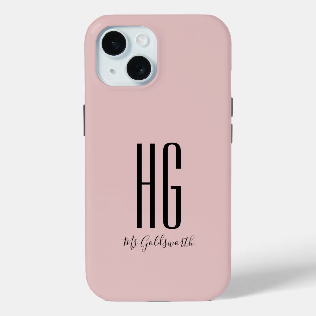 Coques Case-Mate iPhone Chic Nom Monogramme Dusty Blush Rose (Verso)