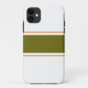 Case-Mate iPhone Case Chic Olive Green Orange Racing Stripes Sur Blanc