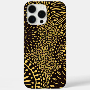 Coques iPhone 16 Pro Max Chic Or Noir Fleur Ethnique 