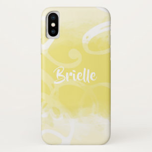 Case-Mate iPhone Case Chic Pastel Yellow Aquarelle Tourbillons Avec Nom