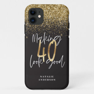 Case-Mate iPhone Case Chic personnalisé moderne 40e anniversaire noir et